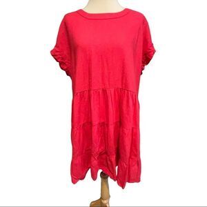 Adyson Parker Dress Womens XL Pink Tiered Babydoll Mini Ruffle Tiered Casual